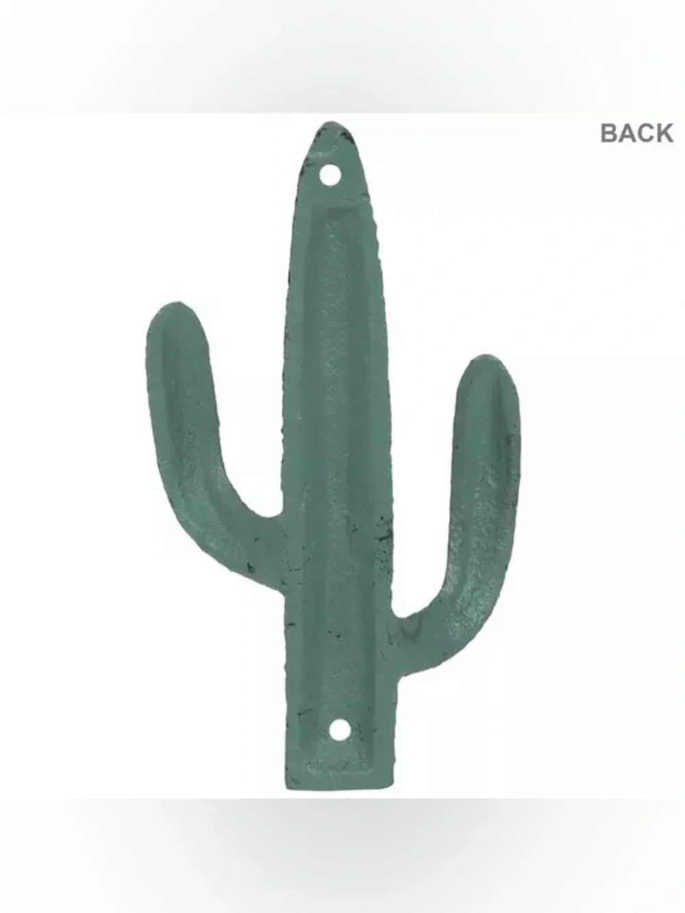(3) Distressed Green Cactus Metal Wall Hook